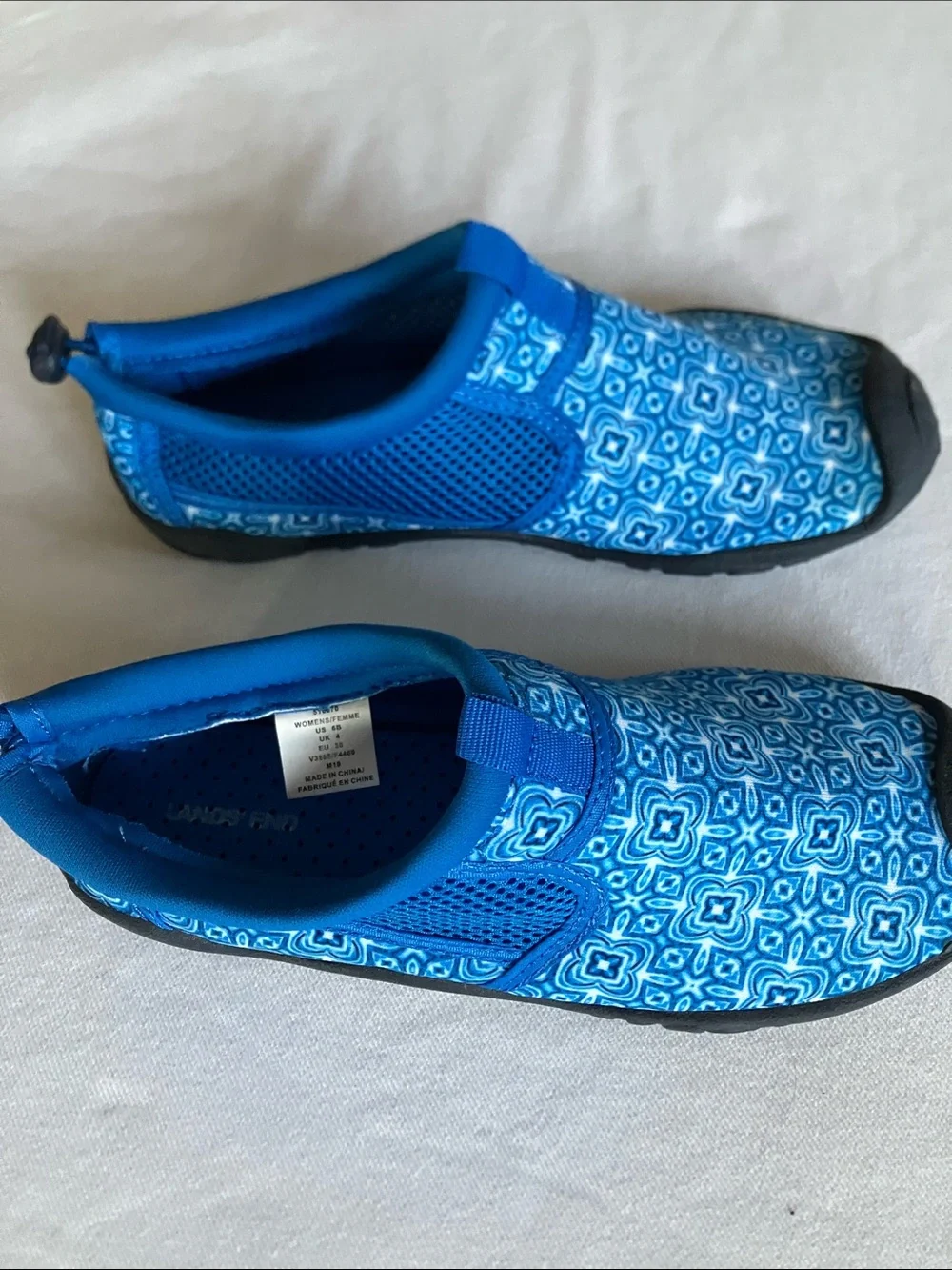 Lands' End Blue Patterned Slip-On Water Shoes